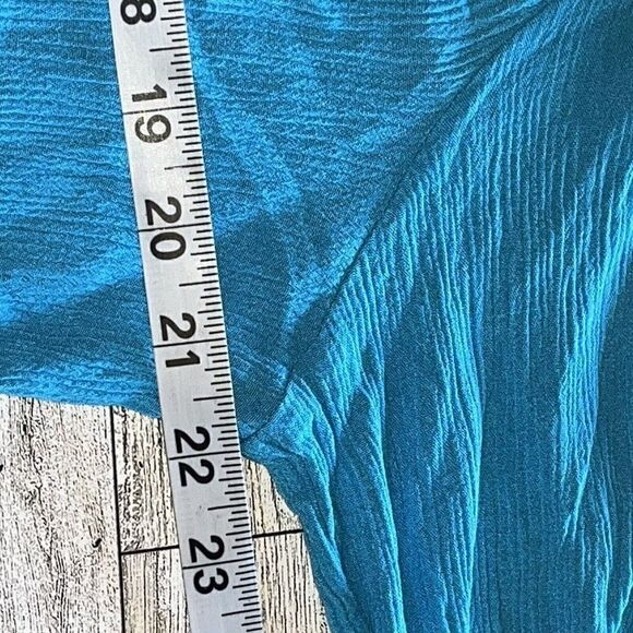 Chico's Aqua Cold Shoulder Bell Sleeve Tunic Ruffle Neckline Women's 3 XL/16 - Picture 11 of 12